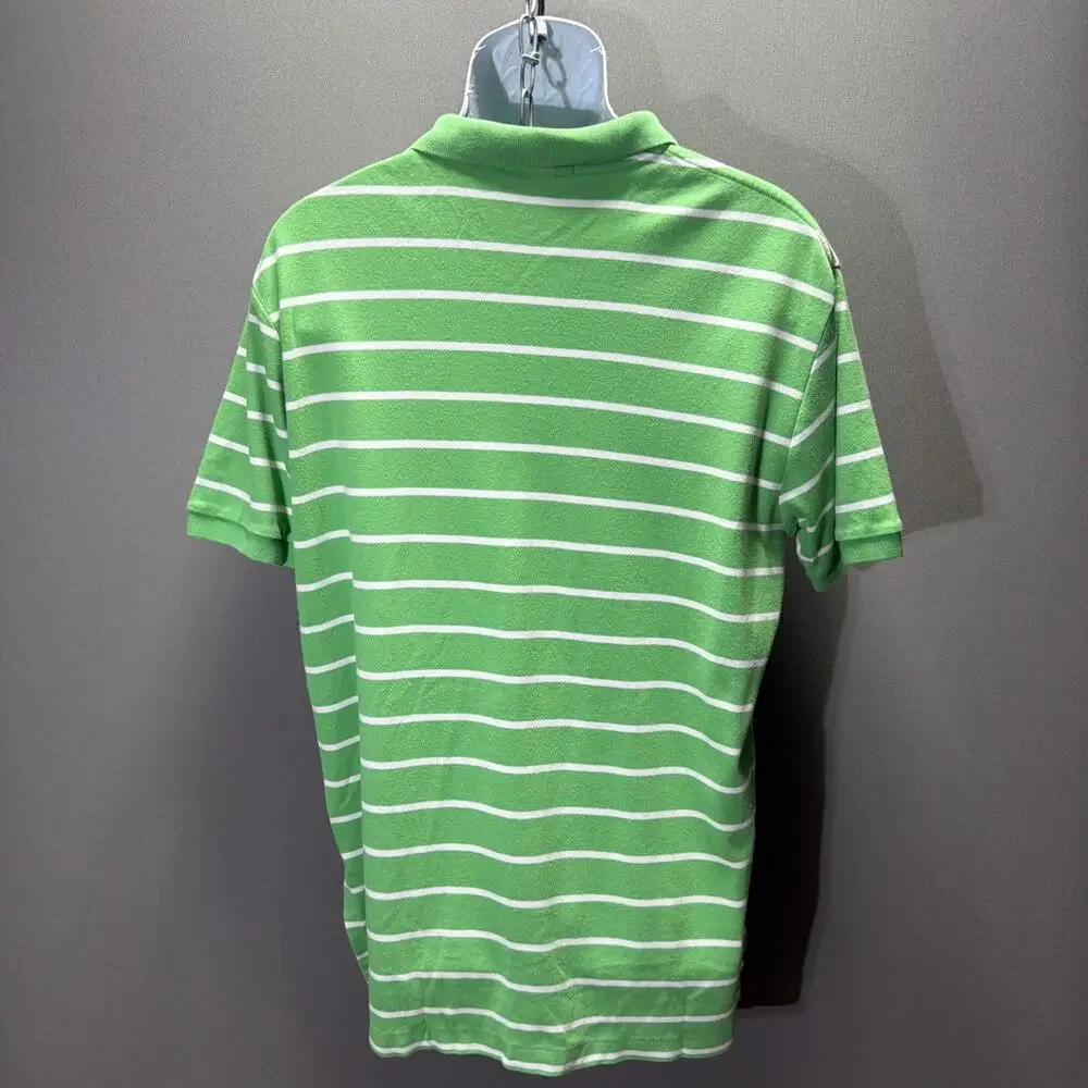 Polo Ralph Lauren Shirt Men's Size L Green White Stripe Preppy Gold Pony